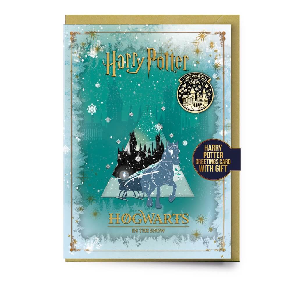 Harry Potter Vánoční Přáníčko s dárkem - Zimní Bradavice