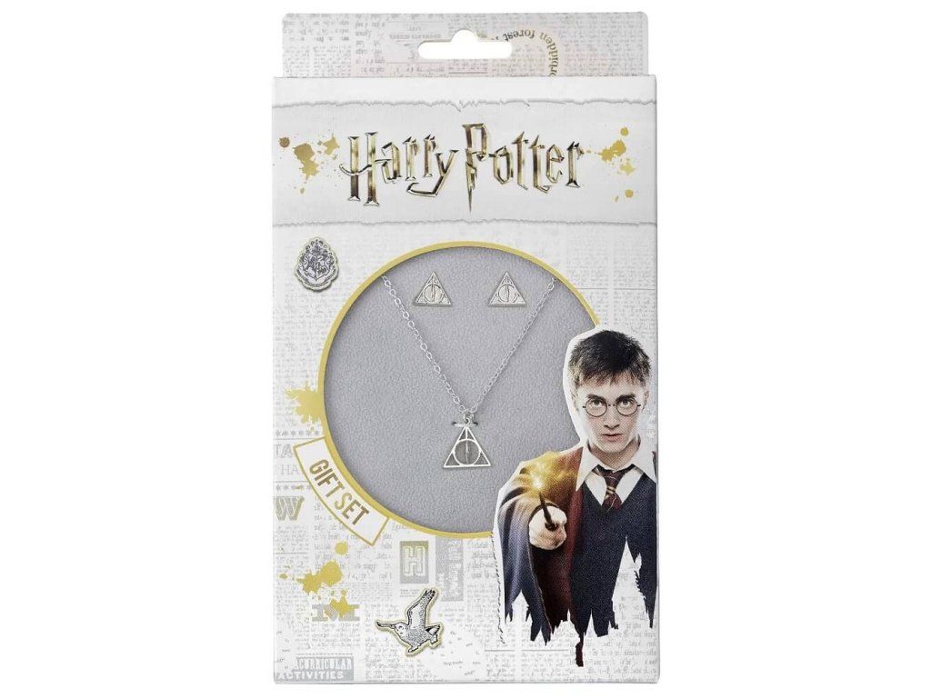 Set náhrdelníku a náušnic Harry Potter se symbolem Relikvií smrti | Svetkouzel.com