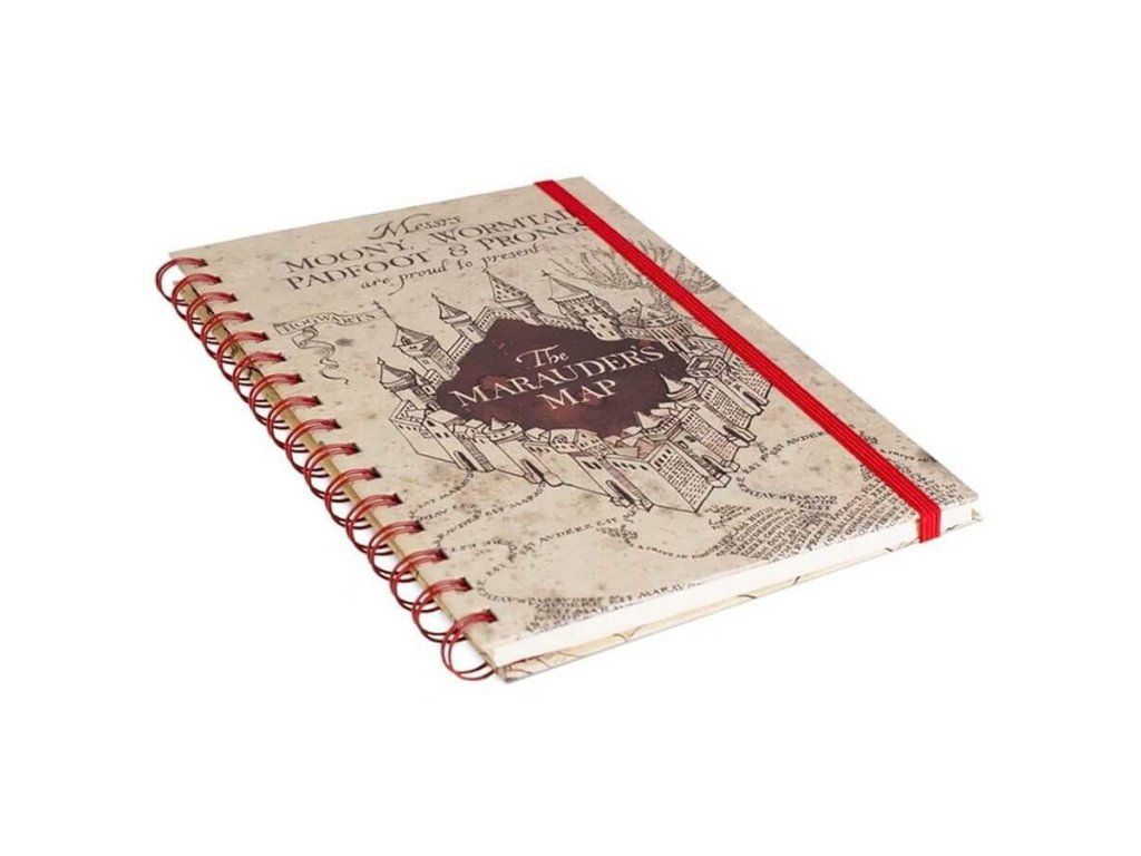 Kroužkový zápisník Harry Potter A5 s motivem Pobertova plánku | Svetkouzel.com