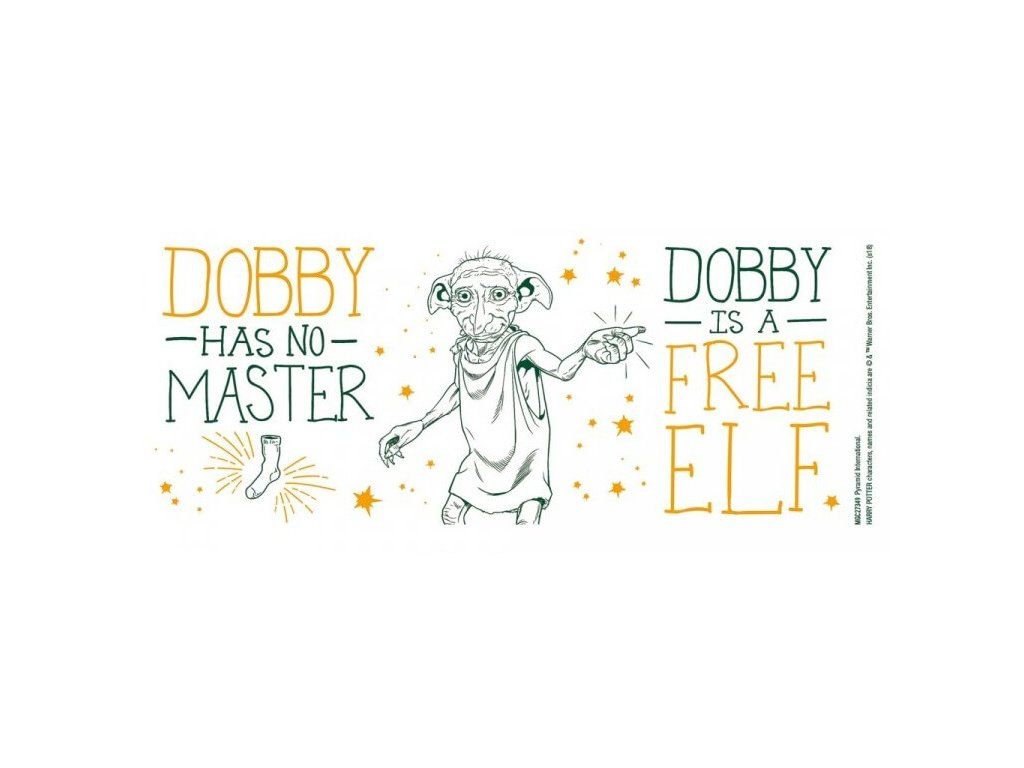 Detail nápisu na hrnku Dobby s ponožkou | Svetkouzel.com