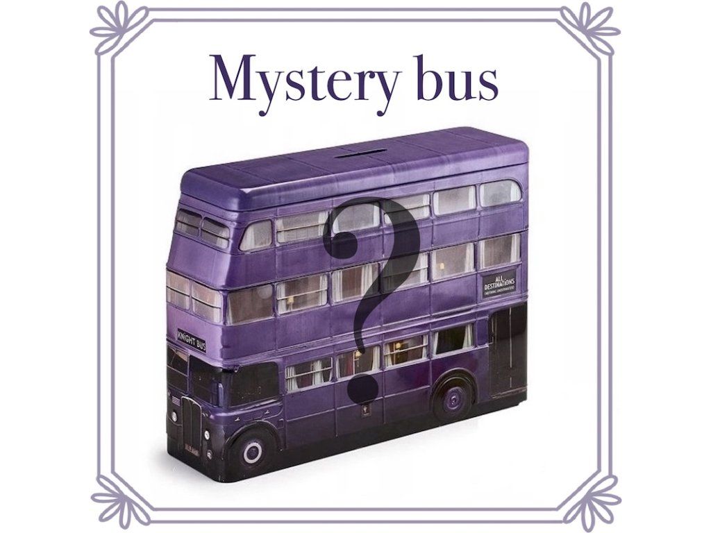 Harry Potter mystery box in a Knight Bus money bank | Svetkouzel.com