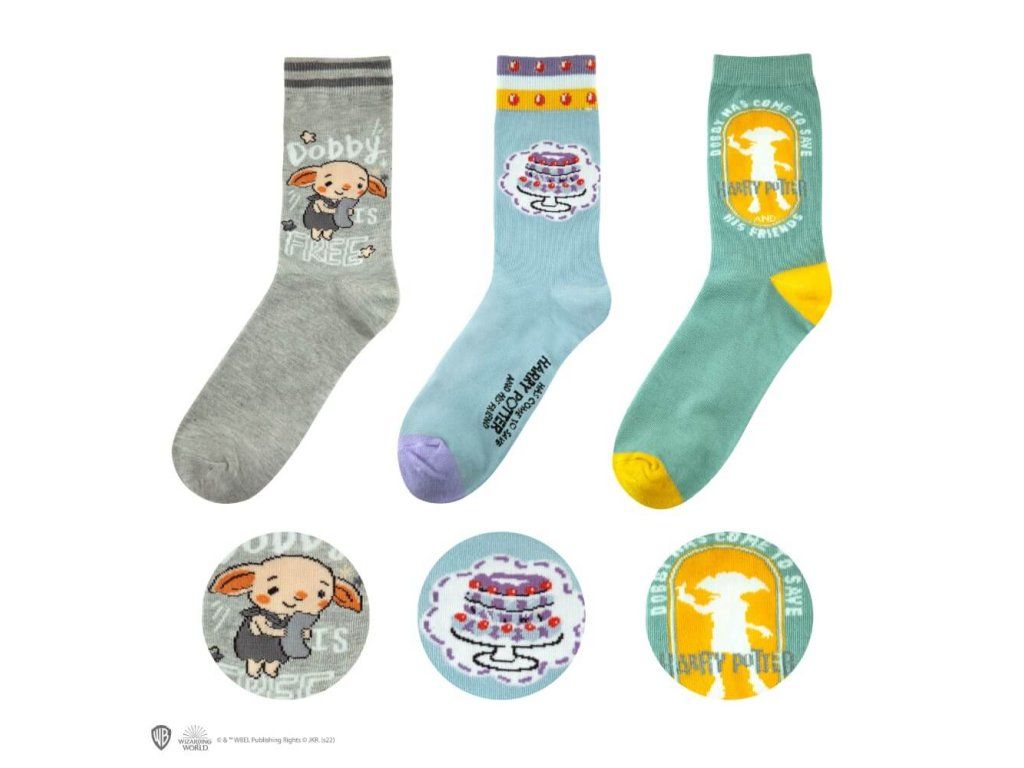 Harry Potter ponožky Dobby, set 3 párov | Svetkuziel.sk